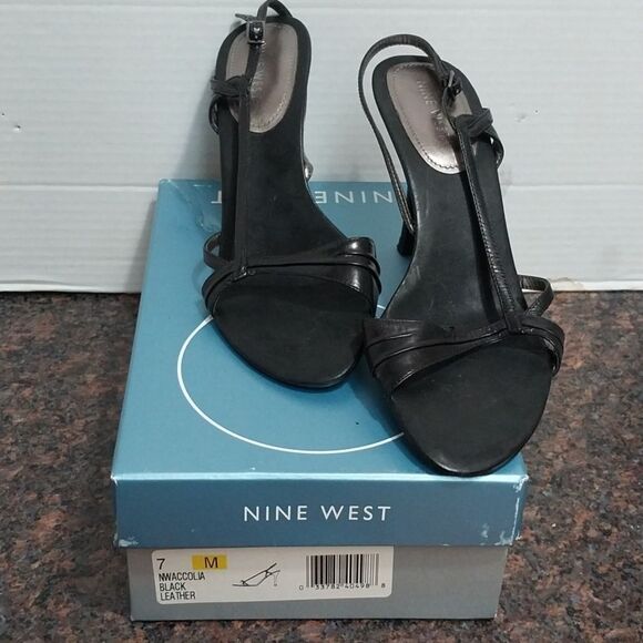 Nine West Black Stiletto Slingback Heels...SIZE 7 - Picture 2 of 8